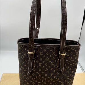 Louis Vuitton Ebene Monogram Mini Lin Bucket (M95229) - EUC